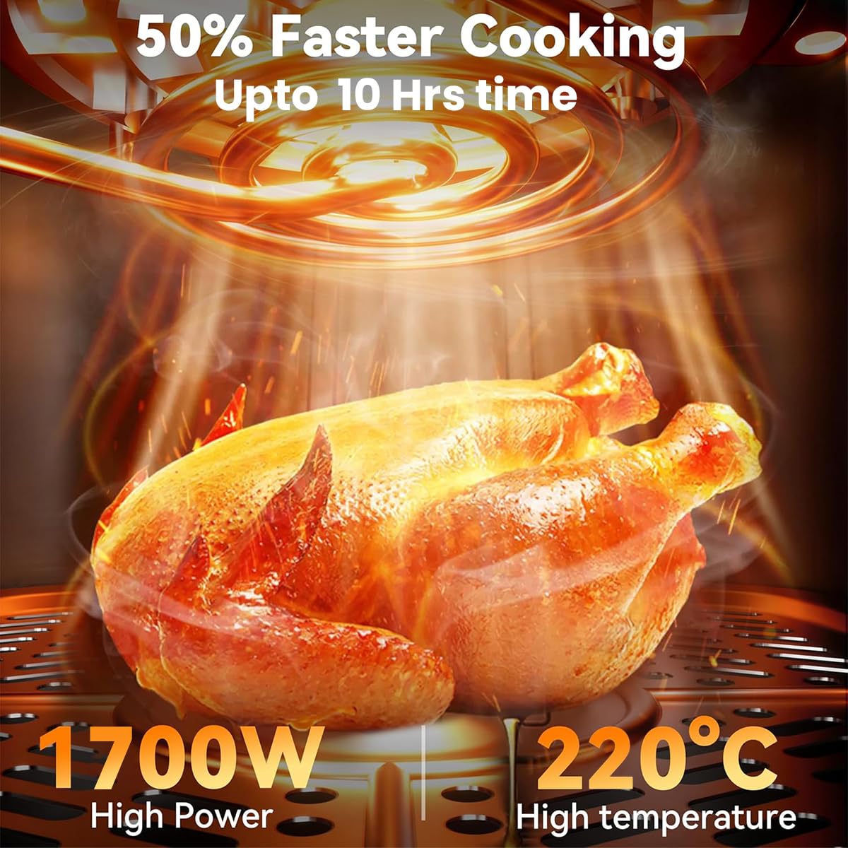 INALSA Air Fryer Oven With 23L Capacity|1700 W-16 Preset Programs |Digital Display and Touch Control| Rotisserie & Convection| 6 Accessories| Recipe Book|2 Year Warranty-Aero Smart23 
