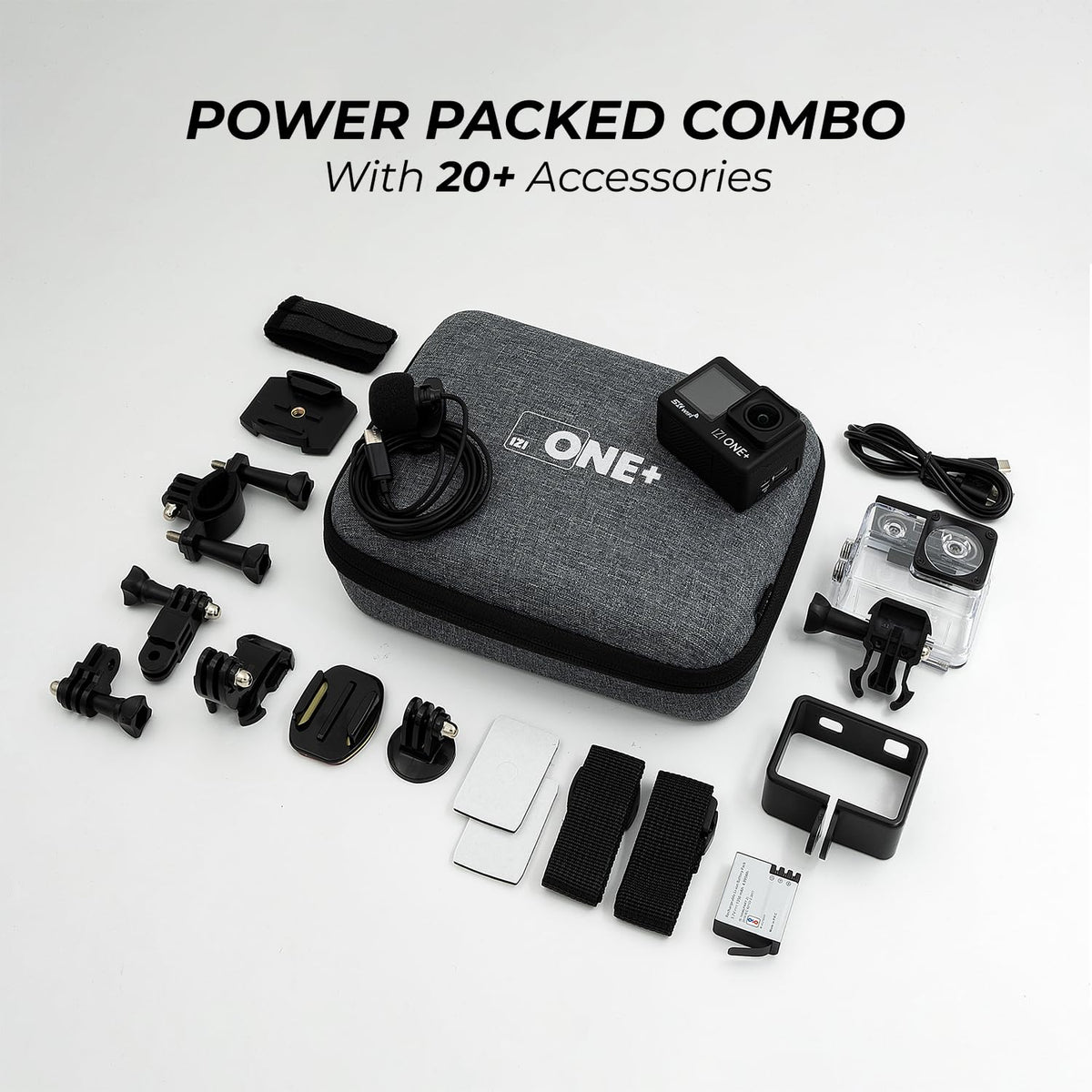 IZI ONE Plus 5K 48MP Action Camera - 6-Axis Gyro Stabilization, 110ft Waterproof, Vlogging, 170° FOV, WiFi, Dual Touch Screen Video Camera, 2X 1350mAh Batteries, Fast C-Type Charge HQ External Mic. 