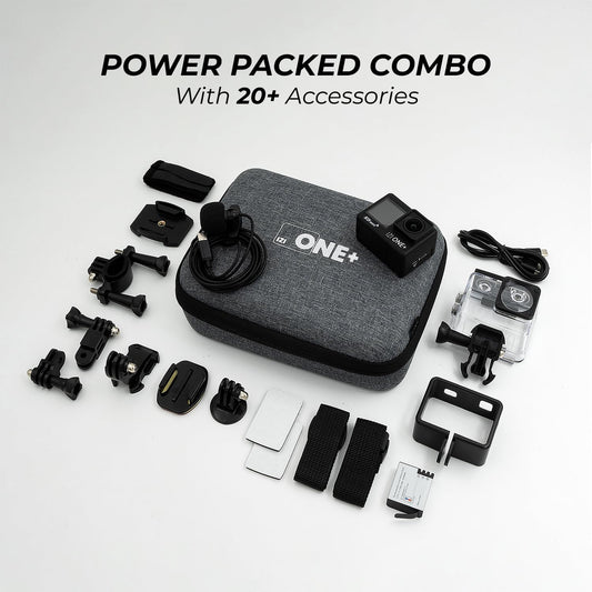 IZI ONE Plus 5K 48MP Action Camera - 6-Axis Gyro Stabilization, 110ft Waterproof, Vlogging, 170° FOV, WiFi, Dual Touch Screen Video Camera, 2X 1350mAh Batteries, Fast C-Type Charge HQ External Mic. 