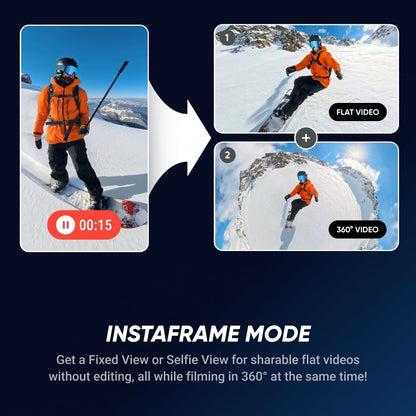 Insta360 X5 - Waterproof 8K 360° Action Camera, Leading Low Light, Invisible Selfie Stick Effect, Rugged and Replaceable Lens, 3-Hour Battery, Built-in Wind Guard, Stabilization, Triple AI Chip Design 