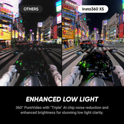 Insta360 X5 - Waterproof 8K 360° Action Camera, Leading Low Light, Invisible Selfie Stick Effect, Rugged and Replaceable Lens, 3-Hour Battery, Built-in Wind Guard, Stabilization, Triple AI Chip Design 