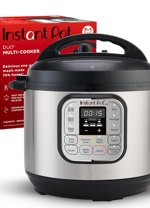 Instant Pot 3 Litres 7-in-1 Multi- Use Programmable Electric Pressure Cooker with Stainless Steel Inner Pot, Slow Cooker, Rice Cooker, Steamer, Sauté, Yogurt Maker And Warmer, Black. 