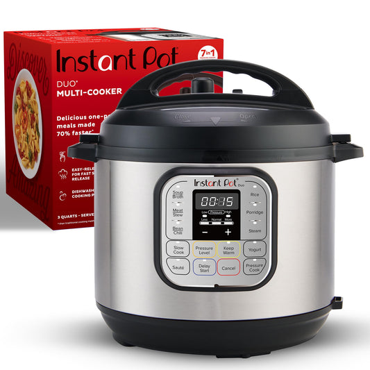 Instant Pot 3 Litres 7-in-1 Multi- Use Programmable Electric Pressure Cooker with Stainless Steel Inner Pot, Slow Cooker, Rice Cooker, Steamer, Sauté, Yogurt Maker And Warmer, Black. 