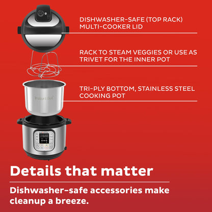 Instant Pot 3 Litres 7-in-1 Multi- Use Programmable Electric Pressure Cooker with Stainless Steel Inner Pot, Slow Cooker, Rice Cooker, Steamer, Sauté, Yogurt Maker And Warmer, Black. 