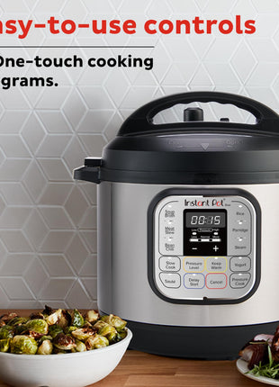 Instant Pot 3 Litres 7-in-1 Multi- Use Programmable Electric Pressure Cooker with Stainless Steel Inner Pot, Slow Cooker, Rice Cooker, Steamer, Sauté, Yogurt Maker And Warmer, Black. 