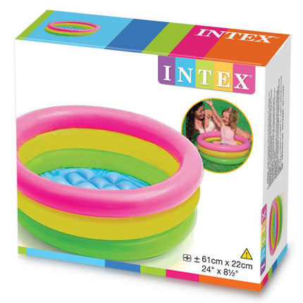 Intex Inflatable Rectangular Pool, Multi Color&Intex Baby Bath Tub, Multi Color (2 feet) 