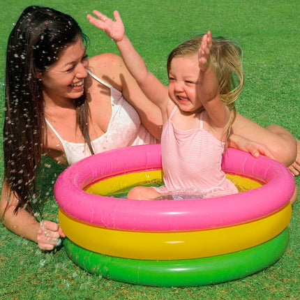 Intex Inflatable Rectangular Pool, Multi Color&Intex Baby Bath Tub, Multi Color (2 feet) 