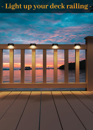 JACKYLED 16 Pack, Step Lights Waterproof LED Solar Power Outdoor Fence Light for Deck Stair Railing, Outside Lighting for Wall Garden Backyard Patio Balcony Decor, ABS, White, 79 x 43 x 48 mm 