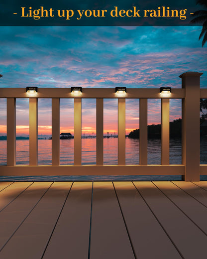 JACKYLED 16 Pack, Step Lights Waterproof LED Solar Power Outdoor Fence Light for Deck Stair Railing, Outside Lighting for Wall Garden Backyard Patio Balcony Decor, ABS, White, 79 x 43 x 48 mm 
