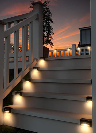 JACKYLED 16 Pack, Step Lights Waterproof LED Solar Power Outdoor Fence Light for Deck Stair Railing, Outside Lighting for Wall Garden Backyard Patio Balcony Decor, ABS, White, 79 x 43 x 48 mm 