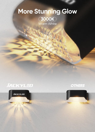 JACKYLED 16 Pack, Step Lights Waterproof LED Solar Power Outdoor Fence Light for Deck Stair Railing, Outside Lighting for Wall Garden Backyard Patio Balcony Decor, ABS, White, 79 x 43 x 48 mm 