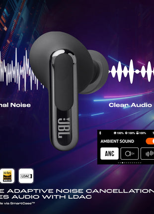 JBL New Launch Live Beam 3 TWS,Hi-Res Audio True ANC Earbuds,Smart Case with Touch Display,48H Playtime,Wireless Charging,6 Mic,Multipoint Connection,Ip55 Proof, Headphones App,Personi-Fi 3.0 (Black) 