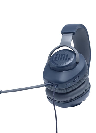 JBL Quantum 100 Wired Over Ear Gaming Headphones with Mic, 40mm Realistic Dynamic Drivers, Detachable Boom Mic, 1kHz Sensitivity, Memory Foam Cushioning, PC/Mobile/PS/Xbox/Nintendo/VR Compatible-Blue 