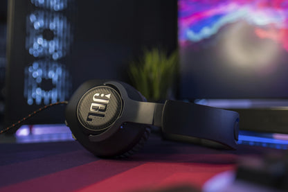 JBL Quantum 100 Wired Over Ear Gaming Headphones with Mic, 40mm Realistic Dynamic Drivers, Detachable Boom Mic, 1kHz Sensitivity, Memory Foam Cushioning, PC/Mobile/PS/Xbox/Nintendo/VR Compatible-Blue 