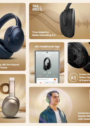 JBL Tour One M3 Award Winning Wireless Over Ear Headphones with ANC 2.0, Hi-Res LDAC Audio,Spatial 360 Sound, 8 Mics - Perfect Calls with Crystal AI,70Hrs Playback, Black 