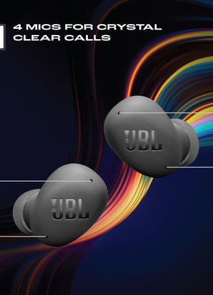 JBL Wave Buds 2 Ear Buds Wireless BluetoothV5.3, Active Noise Cancellation EarBuds,Multi Connect, App for Customized Extra Bass Eq, Relax Mode,Speed Charge, 40H Playback, Fast Pair, 4 Mics,IP54(Black) 