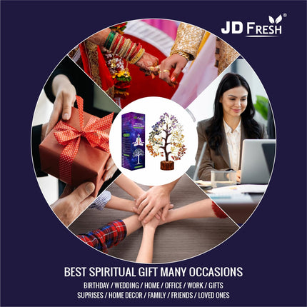 JD FRESH 300 Beads Crystal Tree/7 Chakra Crystal Tree/Showpiece Good Luck and Positive Energy/Showpiece for Living Room/Natural Healing Gemstones Money Tree/Lucky Tree for Good Luck (Multicolor) 