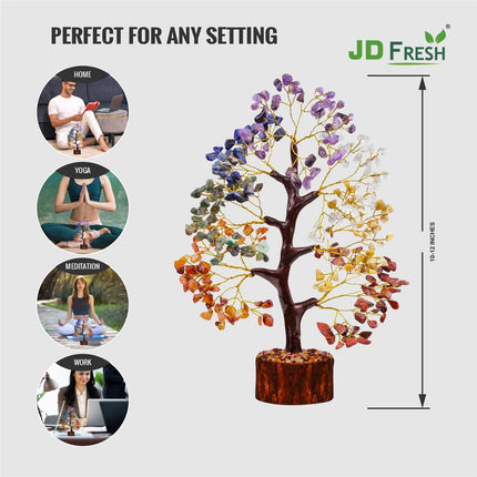 JD FRESH 300 Beads Crystal Tree/7 Chakra Crystal Tree/Showpiece Good Luck and Positive Energy/Showpiece for Living Room/Natural Healing Gemstones Money Tree/Lucky Tree for Good Luck (Multicolor) 