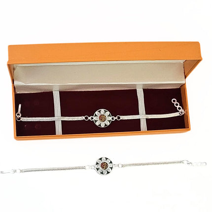JEWEL FUEL Silver Rakhi for Brother silver rakhi bracelet for brothers Rakhi for brother Silver Rakhi For Brother And Bhabhi Pure Silver Rakhi Silver Rakhis Silver Rakhi Set For Unisex Adult 