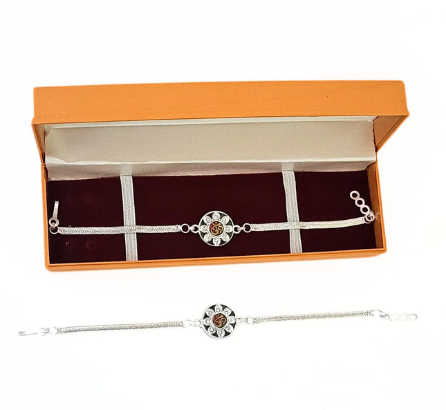 JEWEL FUEL Silver Rakhi for Brother silver rakhi bracelet for brothers Rakhi for brother Silver Rakhi For Brother And Bhabhi Pure Silver Rakhi Silver Rakhis Silver Rakhi Set For Unisex Adult 