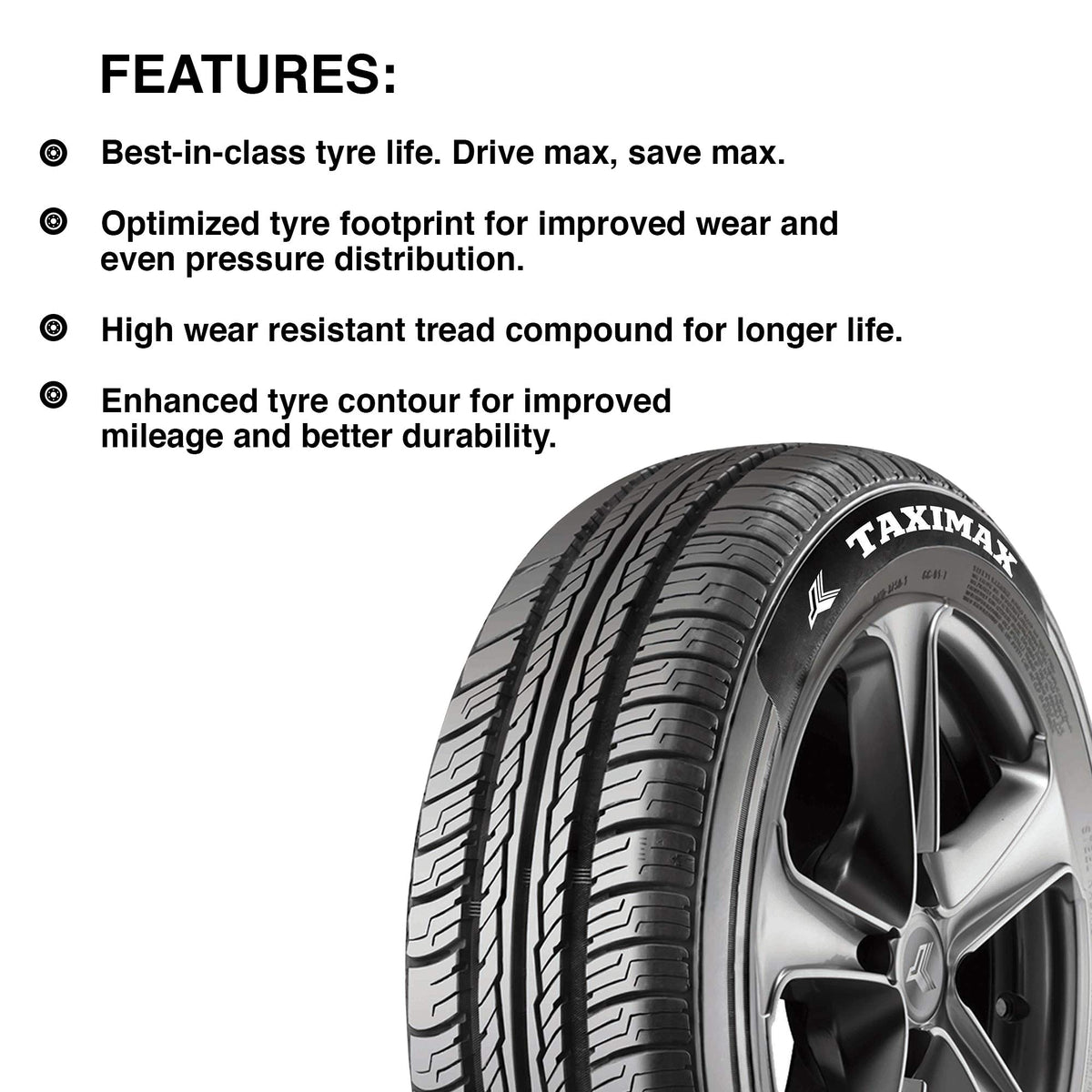 JK Tyre 165/80 R14 Taximax Tubeless Car Tyre 