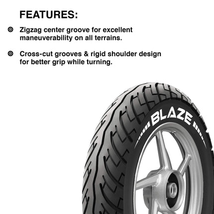 JK Tyre Blaze BA21 90/90 -12 Tubeless Bike Tyre, Rear 