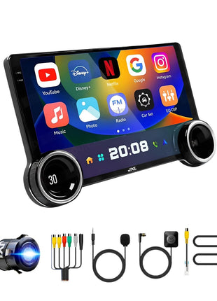 JXL (New Launch) Dual Knob 10.1 Inch 2K FHD Bluetooth Car Android Player/ TS10/Andoid Auto/Apple Car Play/ 4GB/32 GB ROM/AHD Camera 