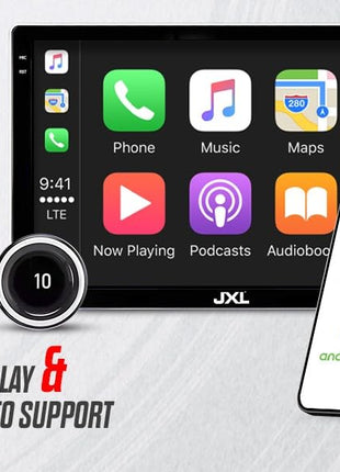 JXL (New Launch) Dual Knob 10.1 Inch 2K FHD Bluetooth Car Android Player/ TS10/Andoid Auto/Apple Car Play/ 4GB/32 GB ROM/AHD Camera 