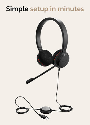 Jabra Gn Netcom Evolve 20 Uc Duo Ms Optimized, USB Wired On Ear Headphones with Mic, Multicolor 