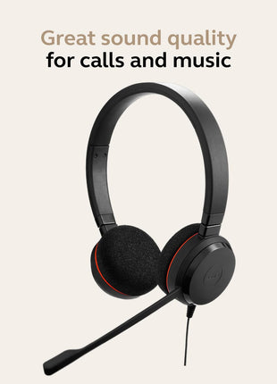 Jabra Gn Netcom Evolve 20 Uc Duo Ms Optimized, USB Wired On Ear Headphones with Mic, Multicolor 
