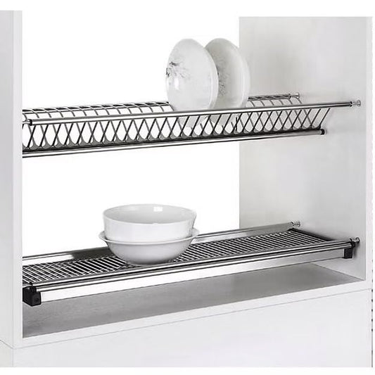 Jadespace Premium Stainless Steel Dish Rack GTPT – 600mm Modular Kitchen Cabinet Organizer with 20-Plate & Glass Holders, Rust-Proof AISI 430/304 Steel, Easy Installationr Set of 3pcs 
