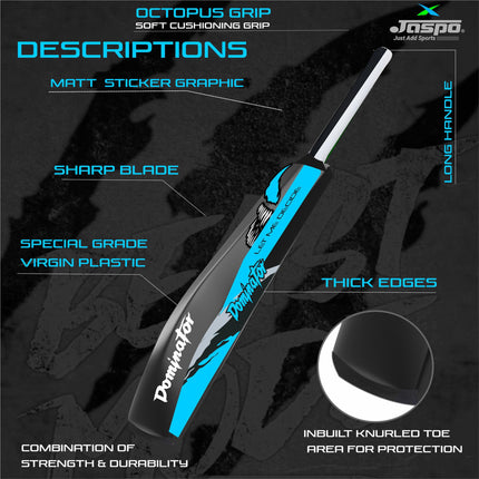 Jaspo Dominator Venom Edition 34 Inches Plastic Cricket Bat+Ball Octopus Grip|Best for Practicing-Recommended to Play with Soft Rubber, Tennis/Wind Ball. 