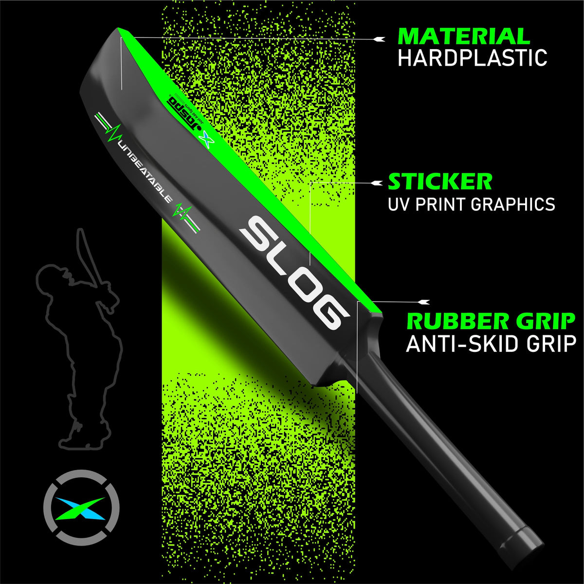Jaspo Slog Plastic Tennis Cricket Bat Full Size Bat (34 X 4.5 Inch) for All Age Group (Slog Cricket Bat) 