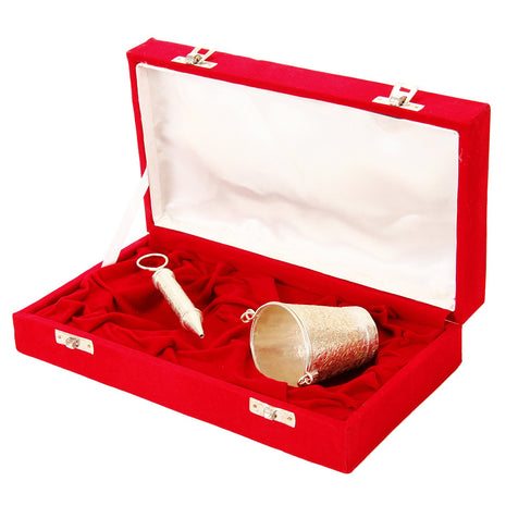 Jewel Fuel Holi Special German Silver/Silver Plated Pichkari (9 Cm) with Bucket Gift Hamper 