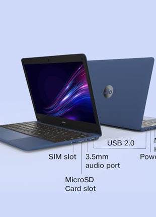 JioBook 11 with Lifetime Office/Android 4G Laptop Mediatek 8788 (JioOS) / Octa-core/ 4GB RAM / 64 eMMC Storage/Thin and Light Laptop (11.6 inch, 990 Grams)/ Dual Band WiFi + SIM/Blue 