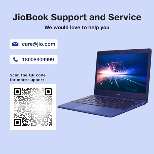 JioBook 11 with Lifetime Office/Android 4G Laptop Mediatek 8788 (JioOS) / Octa-core/ 4GB RAM / 64 eMMC Storage/Thin and Light Laptop (11.6 inch, 990 Grams)/ Dual Band WiFi + SIM/Blue 