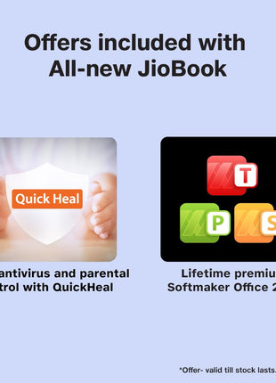 JioBook 11 with Lifetime Office/Android 4G Laptop Mediatek 8788 (JioOS) / Octa-core/ 4GB RAM / 64 eMMC Storage/Thin and Light Laptop (11.6 inch, 990 Grams)/ Dual Band WiFi + SIM/Blue 