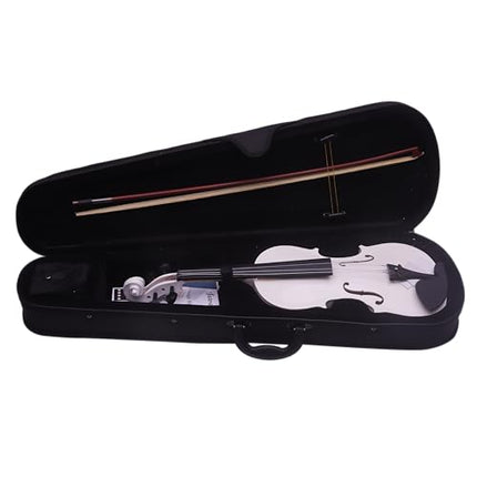 Juarez Legnò Full Size 4/4 Violin Kit, JRV100WH with Bow, Rosin, Fretboard Sticker, Mute, Bridge, Oblong Case, White 