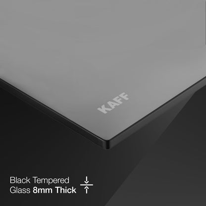 KAFF | 60CM 4 Burners Built-in Hob/Hobtop For Modular kitchen | Auto Electric Ignition | Italian Burner, Enamelled Matt Finish | Easy Grip Knobs | 8 MM Toughened Glass | Black | NE4B60GFX 
