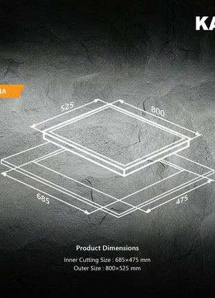 KAFF Built-in Hobs 4 Burners, Auto Electric Ignition Glass Top, 80 CM, Powerful Brass Burners, 8 MM Thick Toughened Glass, Enamelled Matt Grills (Black) | HBR 804 