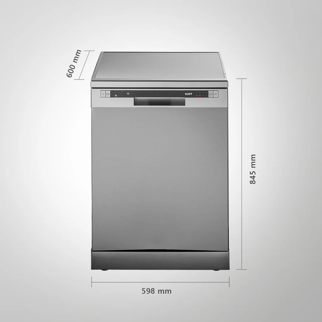 KAFF DW VETRA DX 60 | Three stage filtration, High Energy Efficiency, Quite Operation, Special Glass Wash Program | 12 standard place settings, Free Standing Dishwasher (Silver) 