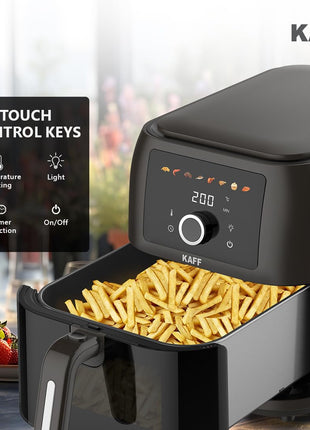 KAFF KFR8 Air Fryer 8L, 1700W with Digital Control | Fry, Bake, Roast, Defrost, Grill & Reheat with less Oil and Cholesterol | 8 Preset Control, LED Display & Touch Control, Shake/Flip Reminder 