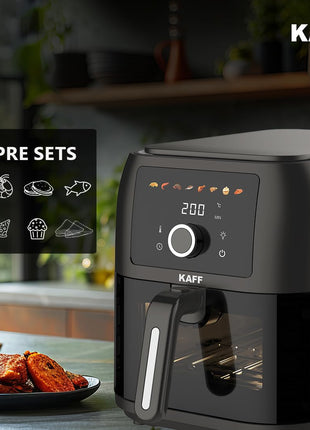 KAFF KFR8 Air Fryer 8L, 1700W with Digital Control | Fry, Bake, Roast, Defrost, Grill & Reheat with less Oil and Cholesterol | 8 Preset Control, LED Display & Touch Control, Shake/Flip Reminder 