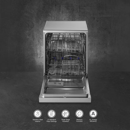 KAFF Vetra 12 Place Setting, Free standing Dishwasher with Intensive Wash, 3 Stage Filtration, A+ Energy Efficiency (DW VETRA 60, Silver) 