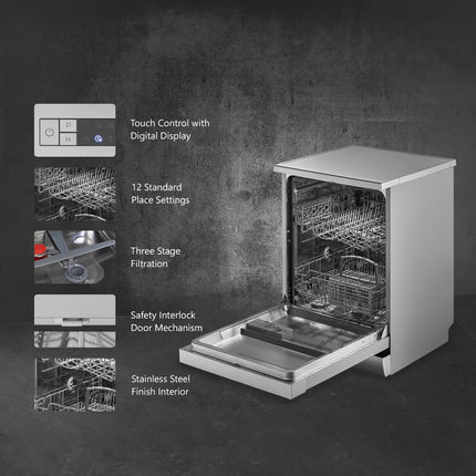 KAFF Vetra 12 Place Setting, Free standing Dishwasher with Intensive Wash, 3 Stage Filtration, A+ Energy Efficiency (DW VETRA 60, Silver) 