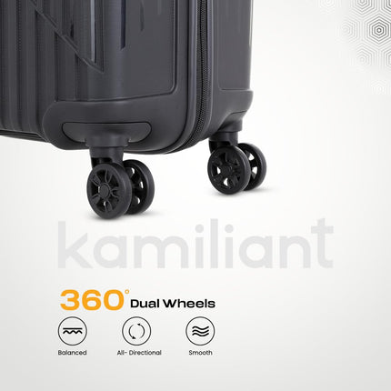 KAMILIANT by American Tourister Cabin Savvy 55 Cms Small (PP) Hard Sided 8 Wheels Spinner Luggage/Suitcase/Trolley Bag (Black) (Double Wheel) 