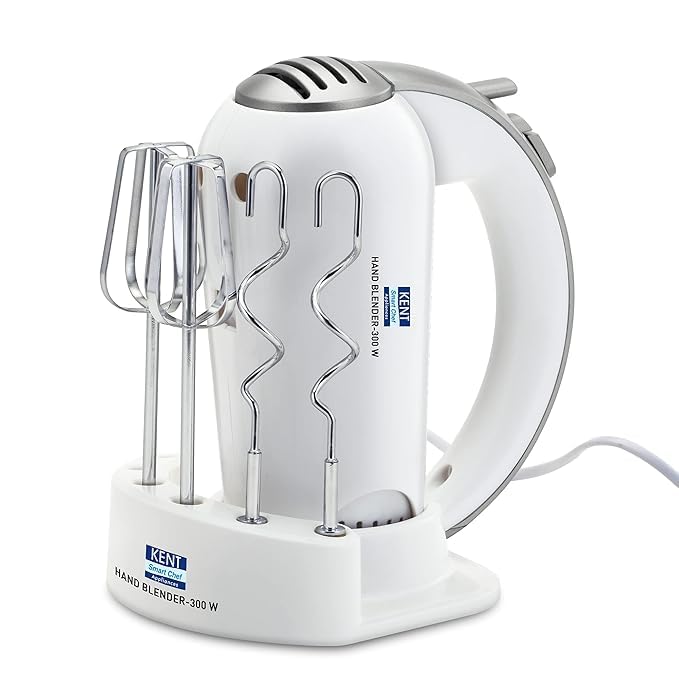 KENT 16051 Hand Blender 300 W | 5 Variable Speed Control | Multiple Beaters & Dough Hooks | Turbo Function, Plastic, 300 Watts 