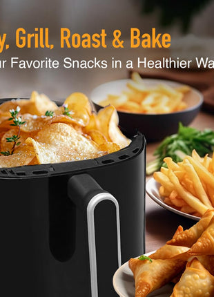 KENT Classic Air Fryer | 1300W Power & 4L Capacity | Fry, Grill, Roast & Bake | Auto Cut-Off | Up To 80% Less Oil Usage | High Temperature & Uniform Heating | Black 