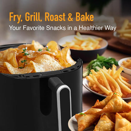 KENT Classic Air Fryer | 1300W Power & 4L Capacity | Fry, Grill, Roast & Bake | Auto Cut-Off | Up To 80% Less Oil Usage | High Temperature & Uniform Heating | Black 