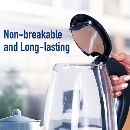 KENT Elegant Electric Glass Kettle (16052), 1.8L, Stainless Steel Heating Plate, Borosilicate Glass Body, Boil Drying Protection 